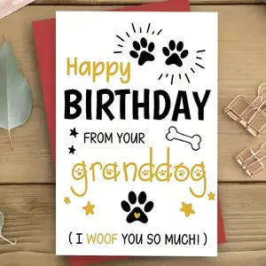 Funny Birthday Card For Dog Grandpa Grandma: Cute Dog Granddog Birthday Card For Dog Lovers - I Woof You So Much