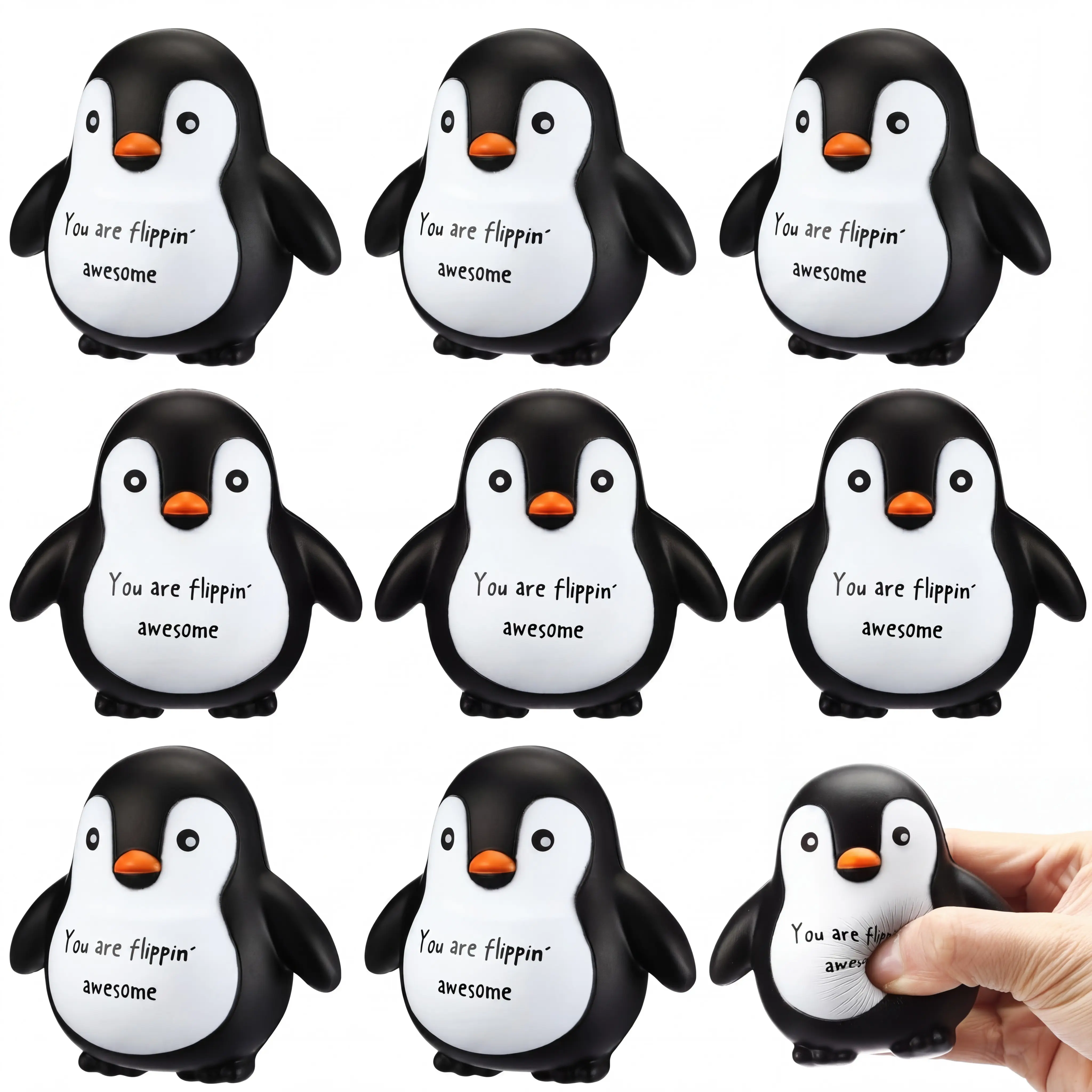 Back to School 10 Pcs Positive Penguin Stress Balls Cute Animal Slow Squishy Funny Emotional Relief Gift for Student Teacher Coworker Employee Appreciation Gift School Offcie Supplies Party Favors