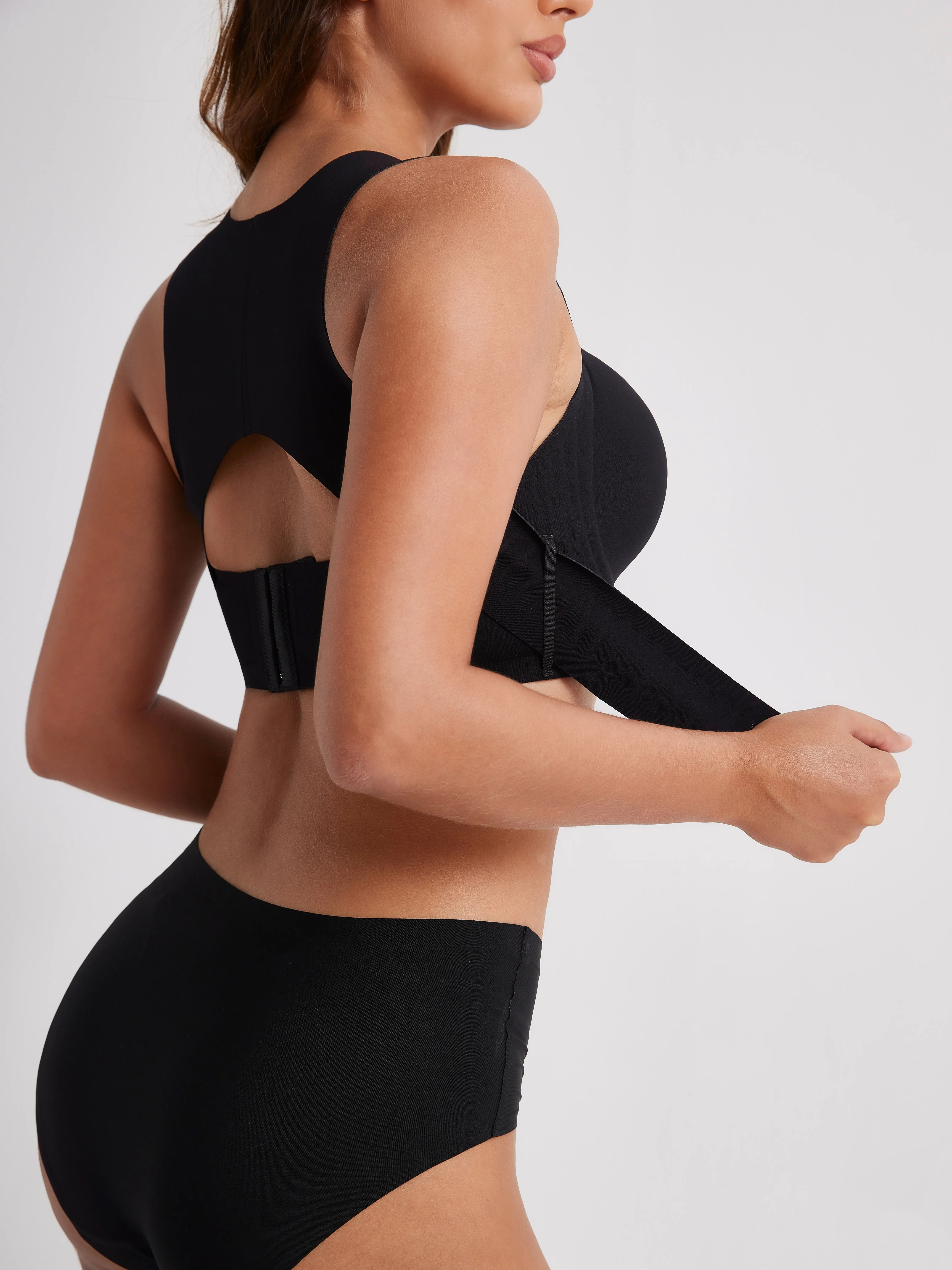 【Postural correction】Women’s Beige Wireless Bra, Soft Breathable Non-removable Moulded Cups, Yoga Fitness Sportswear for Gym & Daily Training