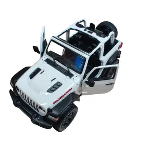 KINSMSART 2018 Rubicon Wrangler Open Top 1:34 Scale Diecast Metal & Plastic Model Car with Pull-Back Action & Openable Doors for Collectors White