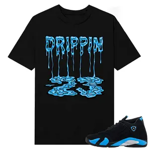 Unisex T-shirt To Match Sneakers Jordan 14 Black & University Blue - Drippin 23. 100% Cotton for Casual Wear. Comfortable Summer Unisex T-Shirt to match Jordan Sneaker. Streetwear Style. urban outfitters