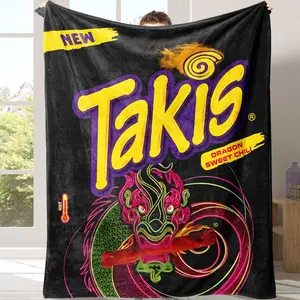 Takis Fuego Flannel Throw Blanket 1 Count Soft Winter Warm Nap Blanket for Home Office Travel Camping Food Themed Thickened Cozy Comfy Flannel Blankets