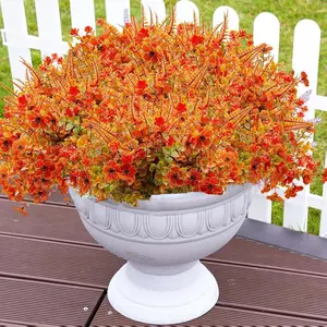 [New Deal]- 12 Bundles Artificial Fall Flowers for Outdoor Decoration UV Resistant Fall Fake Plants Flowers Autumn Plants No Fade for Autumn Indoor Outdoor Garden Window Box Home Kitchen Decor