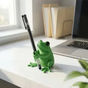 Cute Frog Pen Holder, 3D Design Office Decor, Fun Stationery Organizer, Desk Organizers, Ideal for Gamers, Writers, Frog Lovers