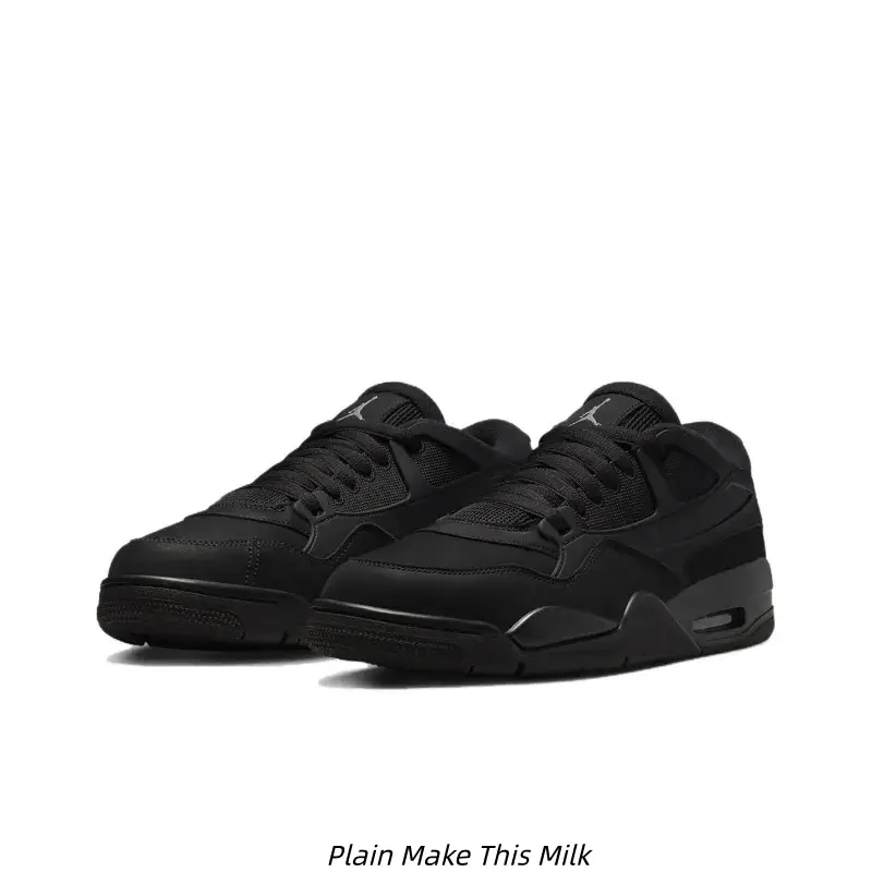 Unisex Full Black Low Cut Basketball Shoes Wear-resistant Rubber Outsole Cushioned Midsole Casual Sneakers For Workout, Walking And Daily Outfit Matching