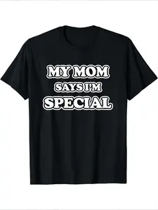 Funny Print T-Shirt, American Vintage Style Casual Short Sleeve Top, Geometric Pattern, Fitted Long Clothing