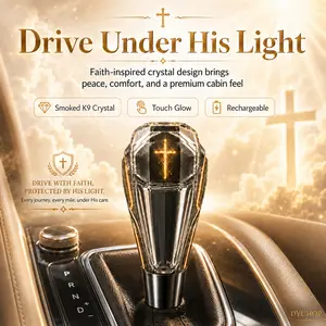 Starburst Cross LED Crystal Shift Knob 7-Color RGB Cycling Glow Rechargeable Gear Shift Lever Twist-On Installation Car Interior Atmosphere Lamp Shifter Fits Most Manual & Automatic Non-Button Gear Handles #Summervibes #fathersdaygift