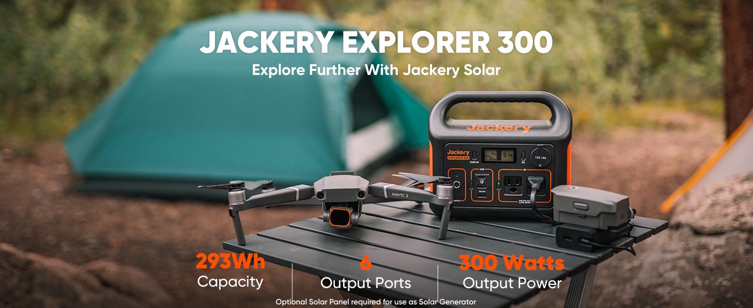 Jackery Solar Generator 300 - Portable Power Station with 293Wh Battery & 102W Fast Charger, 300W AC Outlet (110V) for Outdoor Adventures, Travel & Blackouts