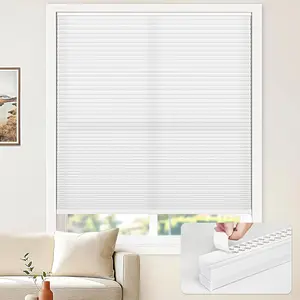 Cordless Cellular Blinds, No Drill Light Filtering Honeycomb Shades for Indoor Windows, Insulated UV Protection, Easy Inside Mount, 24" W x 48" H, White