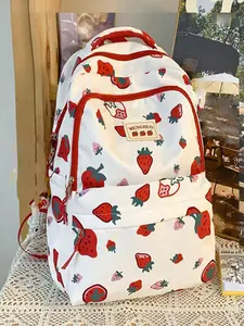 Fruit style strawberry backpack,   sweet and cute, fashionable and versatile, large capacity, a must-have schoolbag for campus travel, a versatile backpack for students, suitable for daily commuting, shopping and travel, etc.