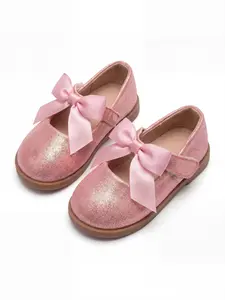 Girls' Bow Flat Shoes, Soft Sole Anti-Slip Princess Shoes, Cute Mary Jane Shoes for Kindergarten/party, All Seasons