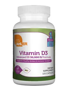 Zahler Advanced Vitamin D3 50000 IU Capsules 120 Count Kosher Vegetarian for Immune Support Bone Teeth Muscle Health Healthcare Edible Daily Supplement