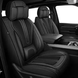 For Dodge RAM 2002-2025 2026: Compatible with RAM 1500 2500 3500 Crew Quad Regular Cab Full Set Pickup Truck Seat Covers(Curved Bench, 5 Seats, Black)