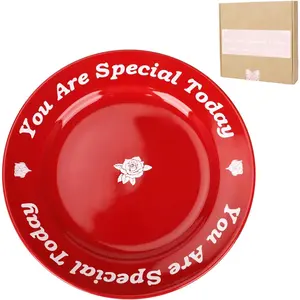You Are Special Today Red Plate, 10.6" Ceramic Celebration Plates for Birthdays, Anniversaries, Weddings, Baby Showers, Graduations, Milestones, and Other Special Days (Red Plate)