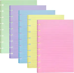 8-Disc Binding Inserts for TUL Disc Binding Liner, disc bound planner suppliesA5 Binder Replacement Sheets, 5 Colors (20 Sheets/Color), 100 Sheets/200 Pages (multi-colored, A5-Lined)