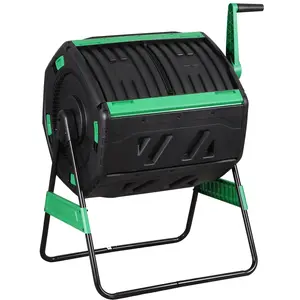 ZENY Solar Heat Tumbling Composter – 53 Gallon Dual Chamber Bin for Faster Decomposition, Weatherproof Outdoor Compost Tumbler with accessories