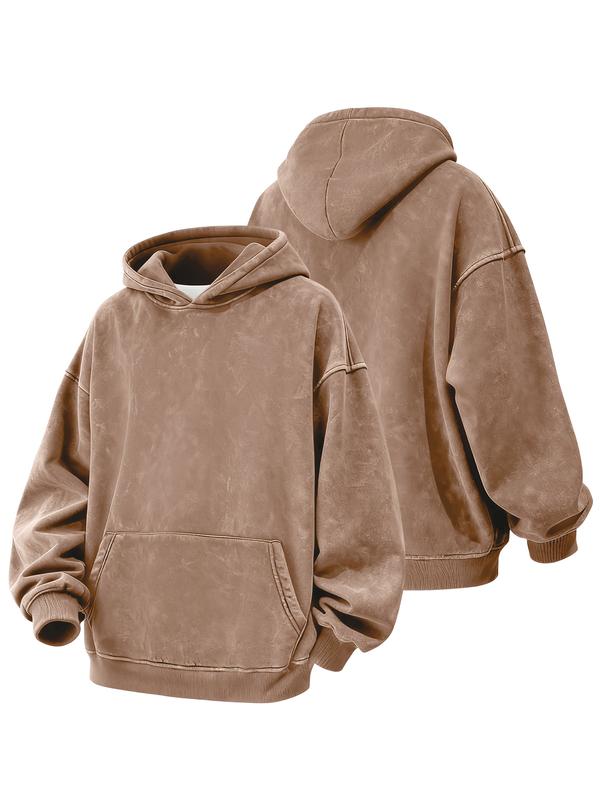 CCCMAI Men's Plain Drop Shoulder Essentials Hoodie Regular Fit Casual Long Sleeve Hooded Sweatshirt for Fall & Winter Loose Fit Unisex Car Long Sleeve Menswear Tops