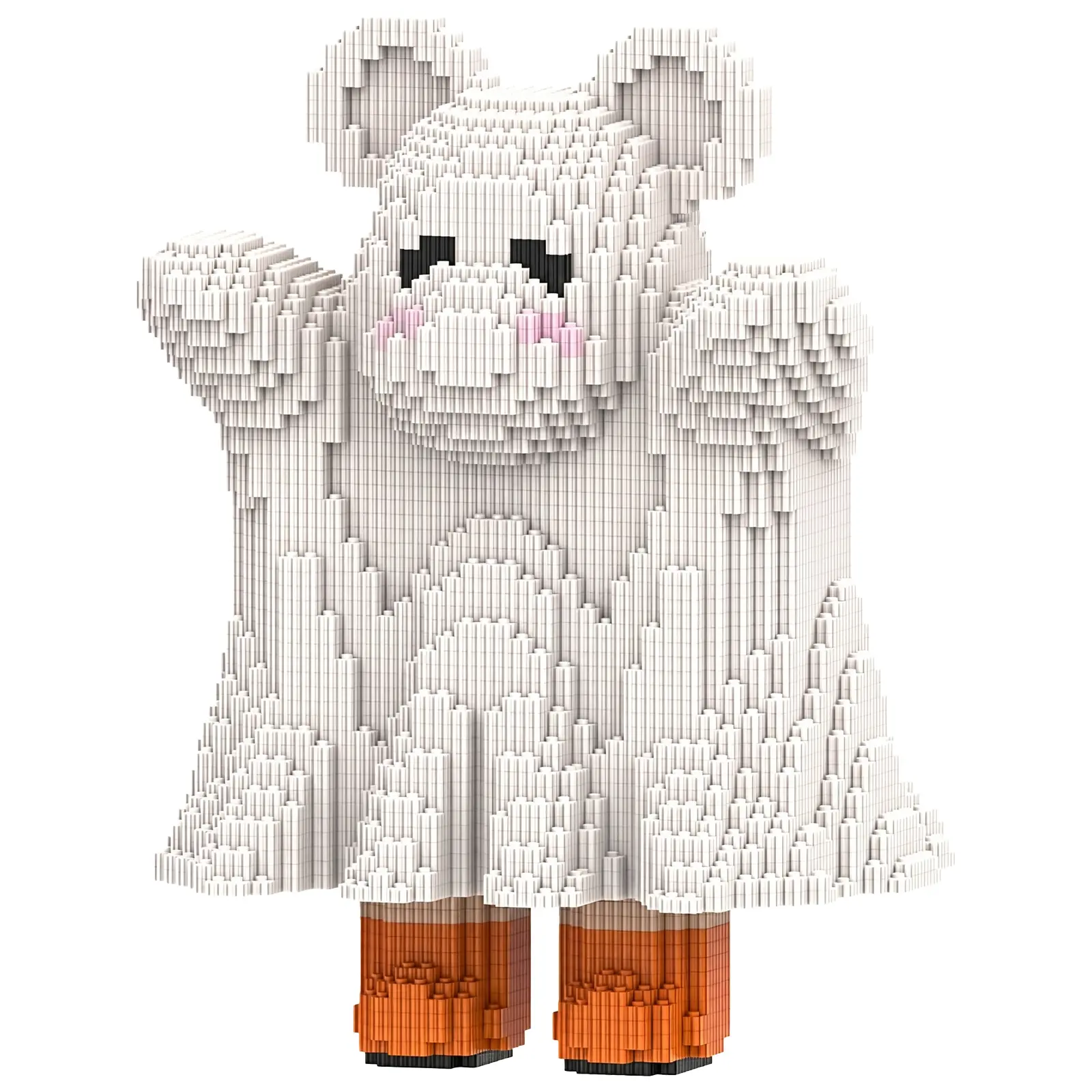 Ghost Costume Bear Micro Building Blocks Set, 4500PCS DIY Collectible Figure, Cute Halloween Creative Project Gift