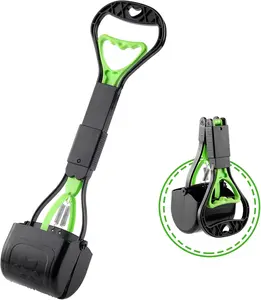 Pooper Scooper for Dogs, 17.7" Long Handle Poop Scooper for One-Hand Use, Pet Pooper Scooper Foldable and Portable, Easy to Use on Grass, Dirt, Gravel - Green