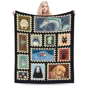 Studio Ghibli Anime Print Plush Blanket - Plush Fabric Lightweight Soft Throw, Multi-Size Portable Cover for Sofa, Travel, Warm Birthday/Christmas Gift