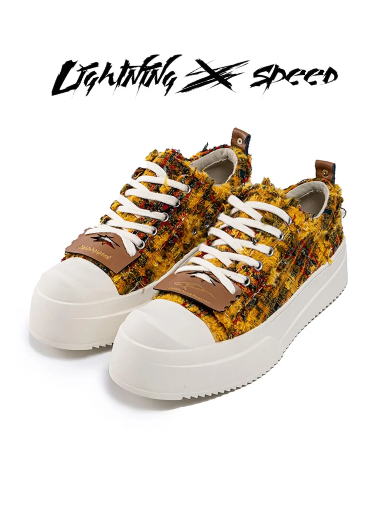 Lightningspeed International Fashion Week Star Show All-Season Lightning Bolt Derby Shoes Lace Up Trainers Low Top Couple Footwear Sneaker