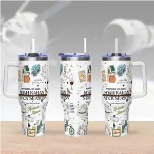 Noah Kahan Stick Season Tumbler 40oz with Handle, Indie Folk Music Fan Cup, Aesthetic Album Inspired Travel Mug, Gift for Noah Kahan Fans