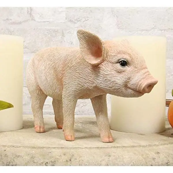 Adorable Realistic Animal Farm Babe Piglet Pig Statue 8"L Rustic Country Pigs