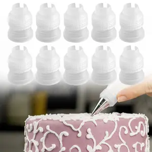 10-Piece Cake Decorating Nozzle Set for Easy Baking, Pastry Decorating Tools, Small Plastic Tube Converters, Essential Tools for Cake Design and Decoration, Cake Decorating Kit
