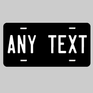 Black Customized Plate - Black Plate with White Lettering Personalized Plates