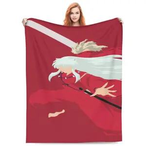Inuyasha The Final Act Bed Blanket Lightweight Throw Blankets Flannel Blankets Soft Warm Blanket for Bedroom Sofa Kids Adult 80"x60"