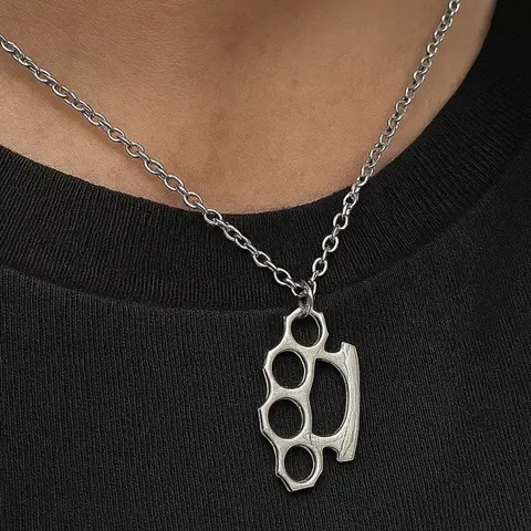 1 Piece Knuckles Pendant Necklace for Women Men Neck Chain Vintage Summer Gothic Goth Jewelry Trend Gothic Mystery Jewelry