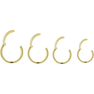 SUNDAY MIRTH 4Pairs/Pcs 18G Surgical Steel Hinged Clicker Segment Nose Rings Hoop Helix Cartilage Daith Tragus Sleeper Earrings Body Piercing for Women Men 6mm 8mm 10mm 12mm
