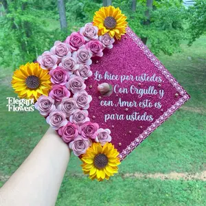 Customizable Graduation Cap - Cap Floral Design - Send a Message for Any Changes
