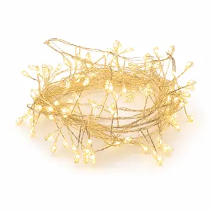 Perfect Holiday Silver Copper Cluster Fairy Lights Warm White Plug-In Decorative Lighting 6.6FT