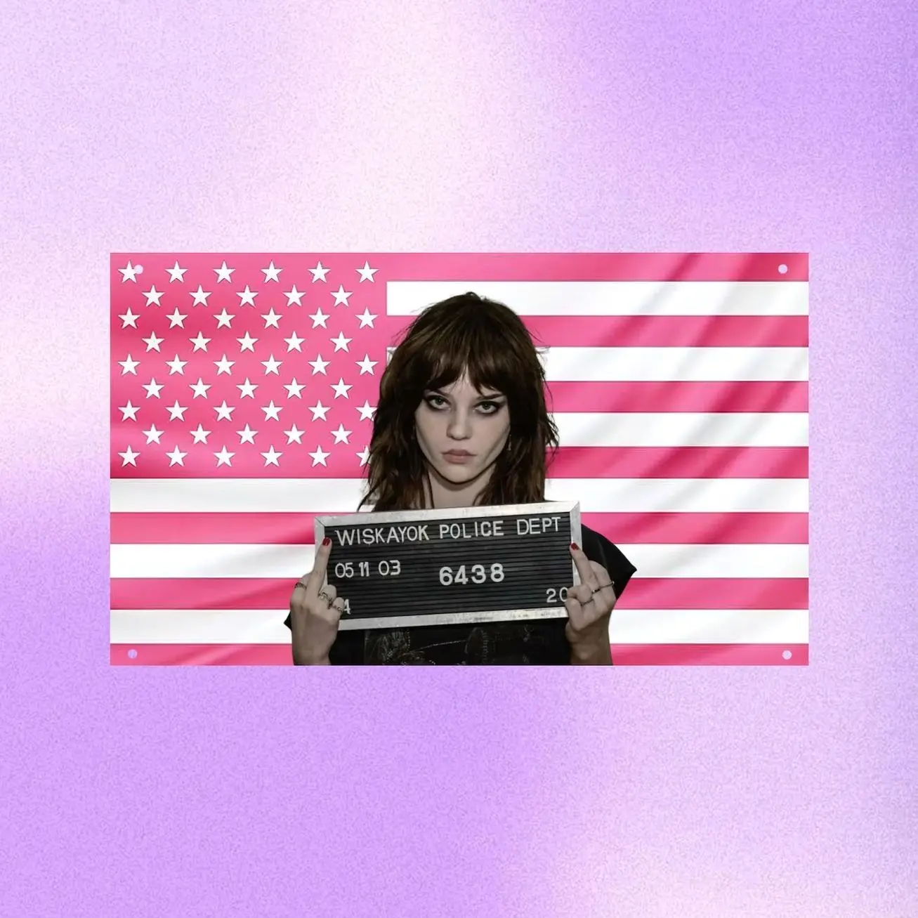 Natalie Scatorccio Pink US Wall Tapestry – Yellowjackets Flag, TV Room Decor