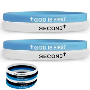 2026 GOD IS FIRST SECOND Bracelets Unique Gift , Inspirational Bible Verses Bracelets Christian Religious Faith Rubber Bracelet  for Seeking Daily Encouragement