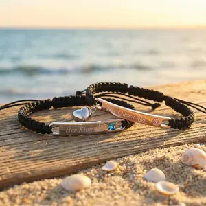 Stylish Pairing Couple Bracelet Set - His Queen/Her King, Engagement & Heart-Themed Accessory for Date Nights, Daily Wear