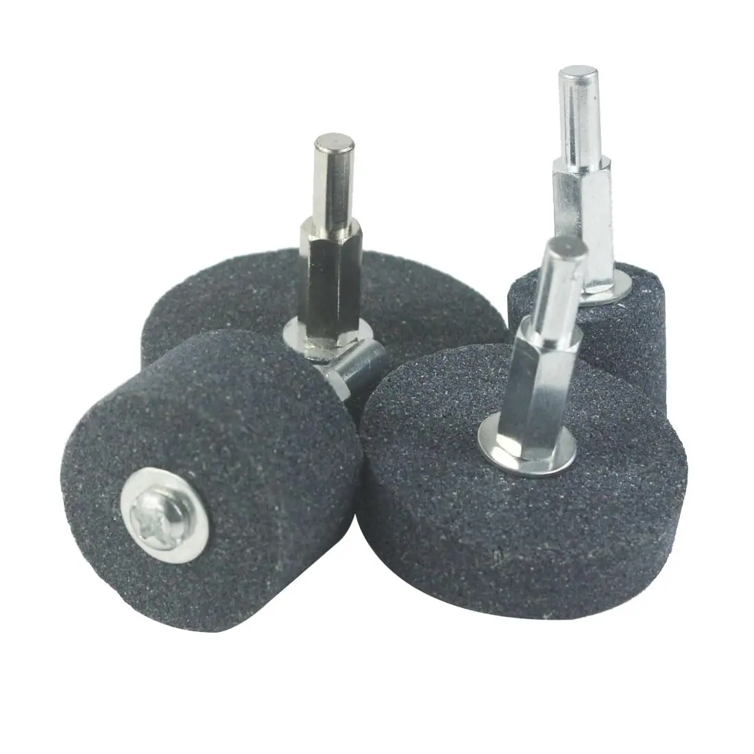 4-Count Mounted Grinding Stones - 1/4 Inch Hex Shank Assorted Shape Sharpening Wheels for Rotary Tools, Hex Shank Drill