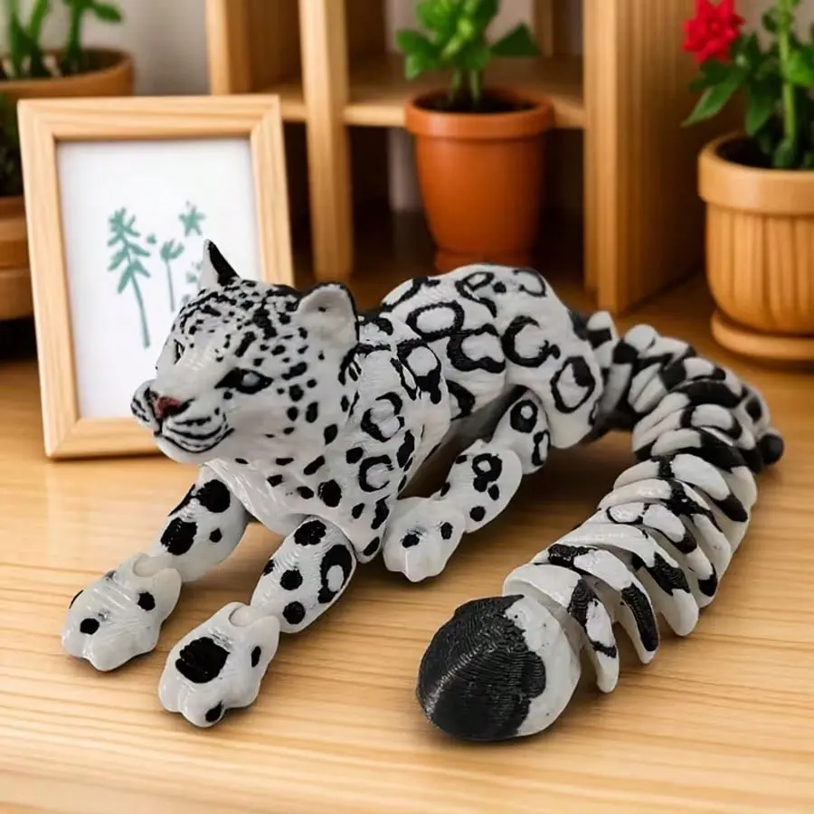 Creative Snow Leopard Statue Animal Figurine, Halloween & Christmas Gift, Home Decor Desktop Ornament, Thanksgiving Present, Statue Figurines