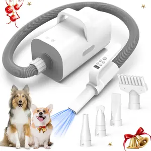 4-in-1 High-Velocity Pet Dog Dryer, 90m/s Adjustable Airflow, Smart Heat-Insulated Handle, Temperature Control for Efficient Pet Grooming, 15in x 7in x 11in Compact Design