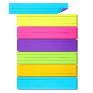 6Pads 180Pcs Colored Sentence Strips for Teacher Supplies, 3” x 8” Ruled Word Learning Strips for Writing Words Ruled Lines
