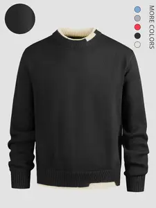 Unisex High Neck Knit Sweater, Casual Striped Pullover for Fall & Winter, Warm Fashionable Style Top for Men and Women