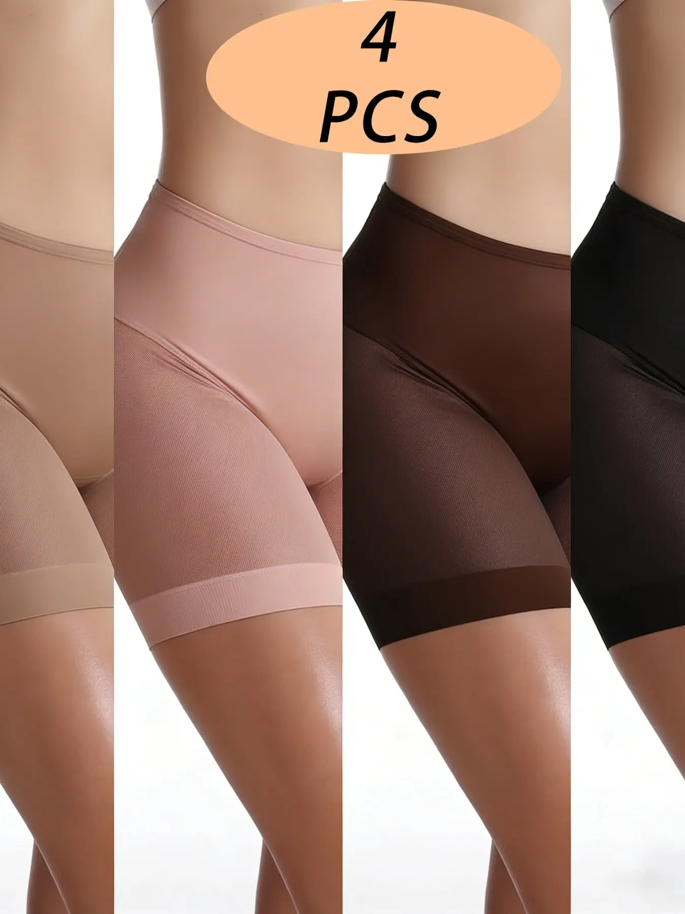 Women Tummy Control Shaping Leggings Butt Lifter Breathable Slim Body Shaper Shapewear Underwear Fitted Pants 4-Color Pack