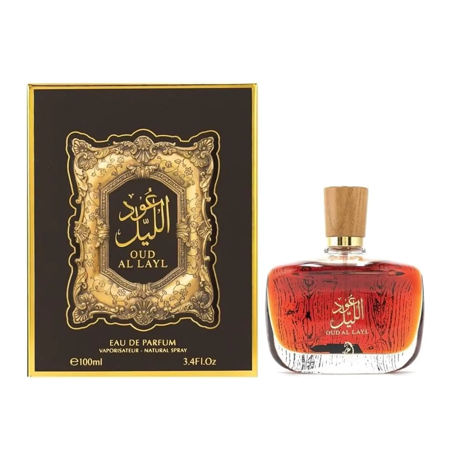 Unisex Oud Al Layl EDP Arab Perfume - Oud, Rose, Woody Aroma, 3.4 fl oz/100ml, Single
