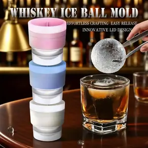 2.5 Inch Ice Ball Molds Set of 3, Large Round Sphere Silicone Ice Cube Tray for Whiskey, Bourbon, Cocktails, Drinks - Slow Melting Spherical Freezer Mold with Easy Release - Perfect for Home Bar, Kitchen, Party, Gifts