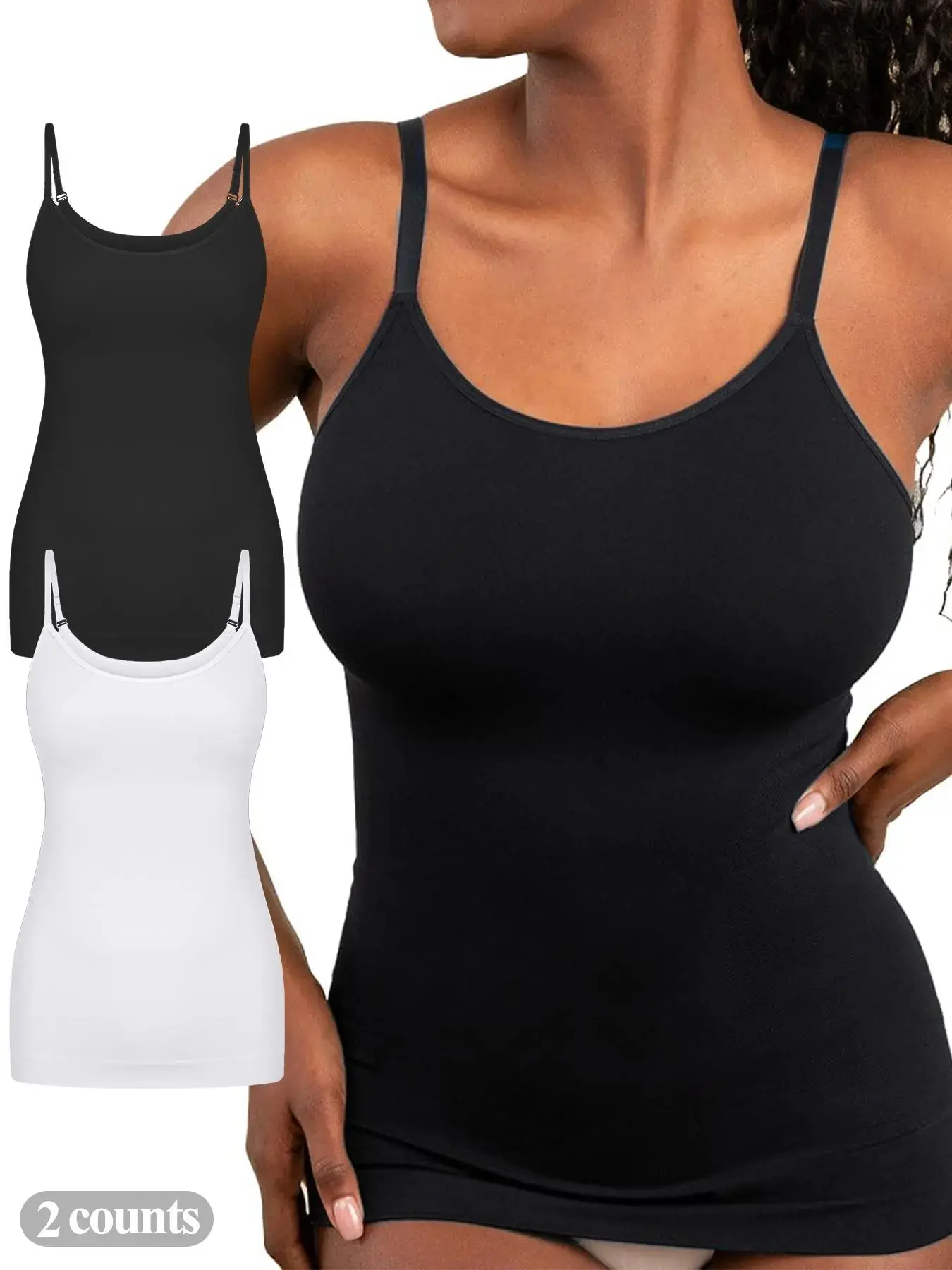 Women's Tummy Control Plus Size Shapewear Tank Top, Scoop Neck Seamless Compression Camisole for Body Sculpting & Support Clothing Clothes