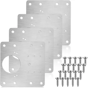 4 PCS Hinge Repair Plate,Stainless Steel Fix The Hinge Side Plate Repair Piece with Mounting Screws for Wood, Furniture, Shelves, Cabinet
