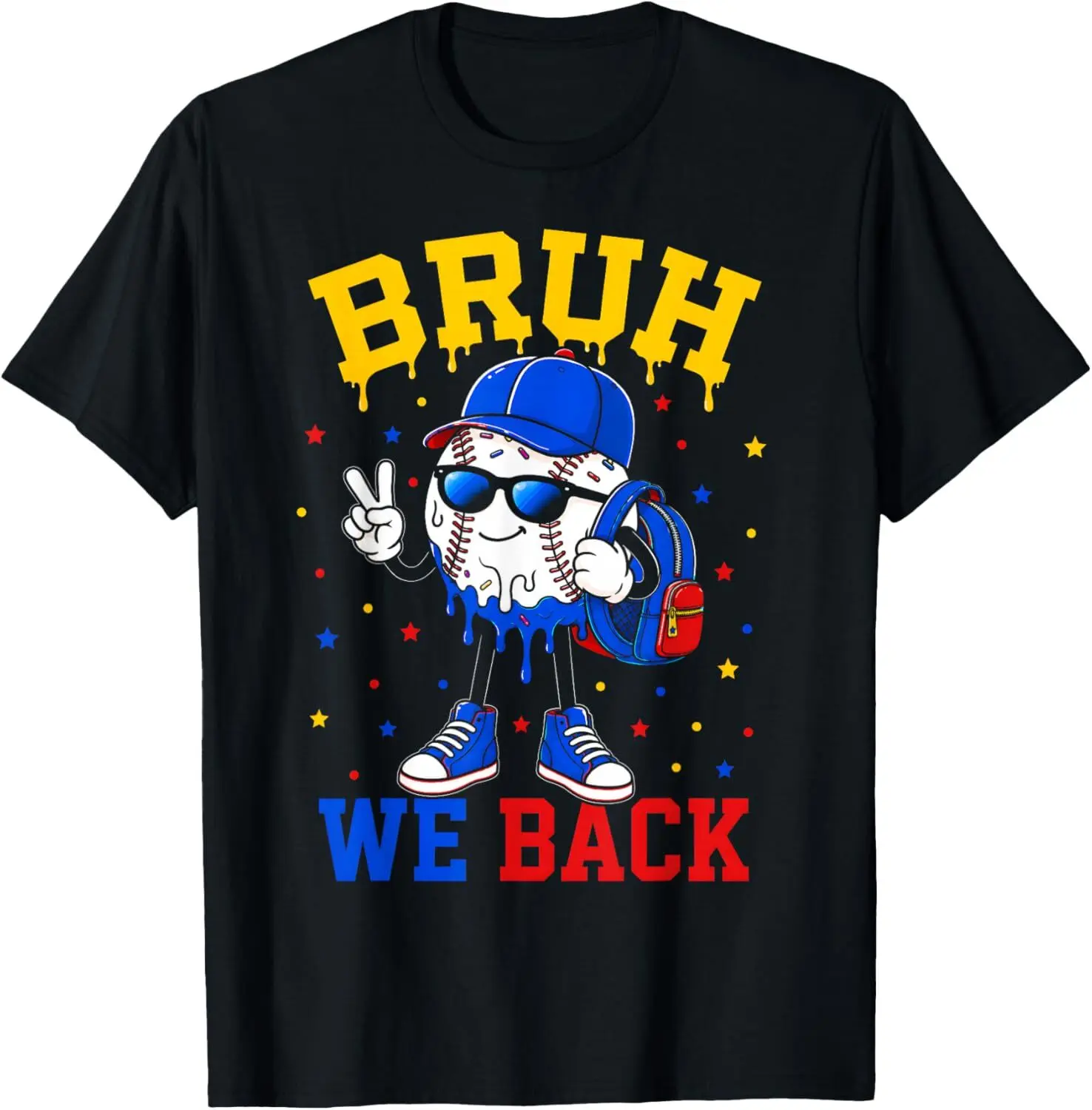 Cool Baseball Back to School Teachers Student Ice Cream Drip T-Shirt Kids graphic tee