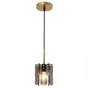 Parrot Uncle 5 Inch Sean 1-Light Pendant Light Modern Design Iron Finish with Black Glass Shade for Dining Living Room