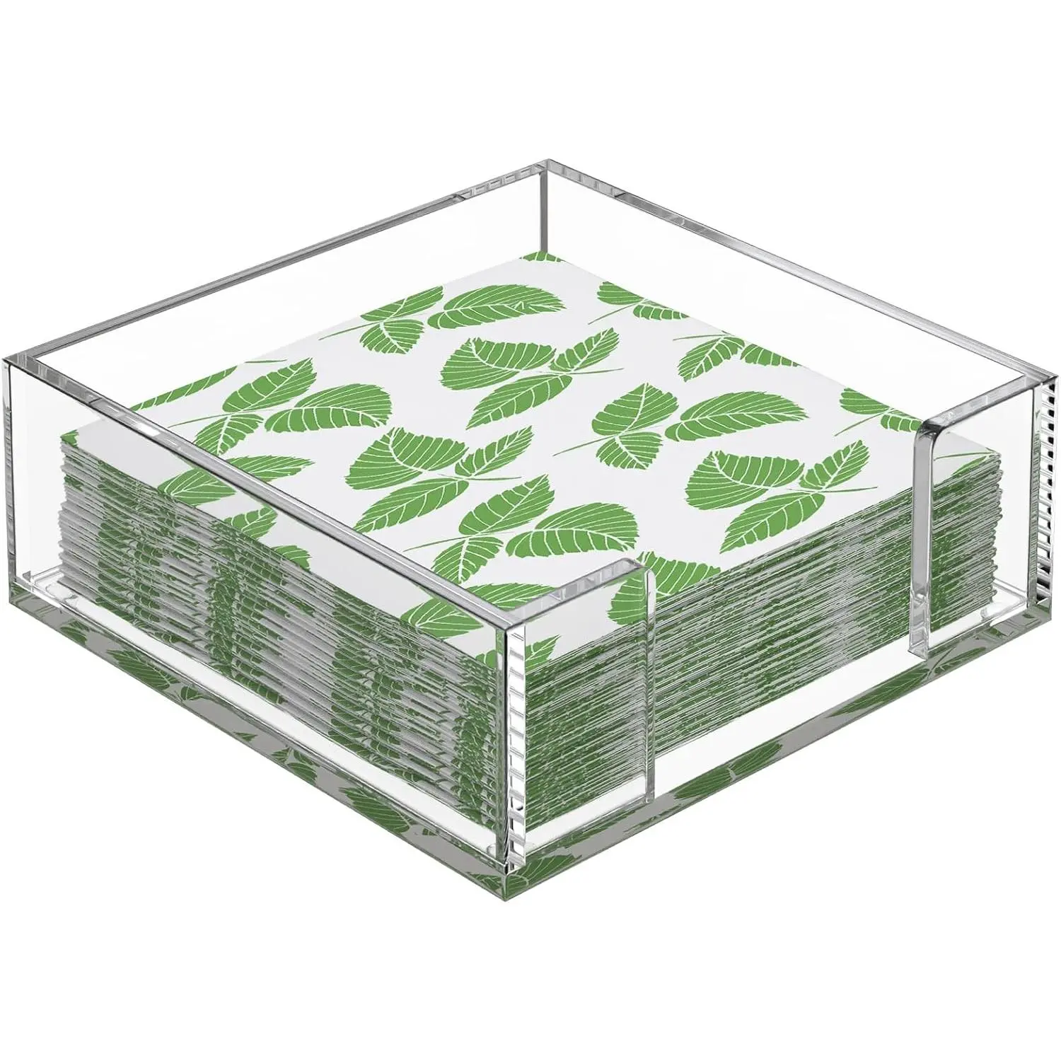 MaxGear Smooth Minimalist Modern Acrylic Napkin Holder - Clear Non-Slip Caddy for 5.5x5.5in Napkins, Ideal for Table, Kitchen, Bathroom